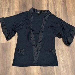 Victoria's Secret Black Satin Trim Robe